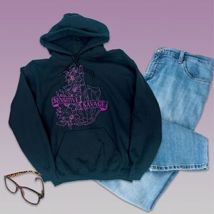 Hoodie New Black & Pink Sensitive Savage Size Medium